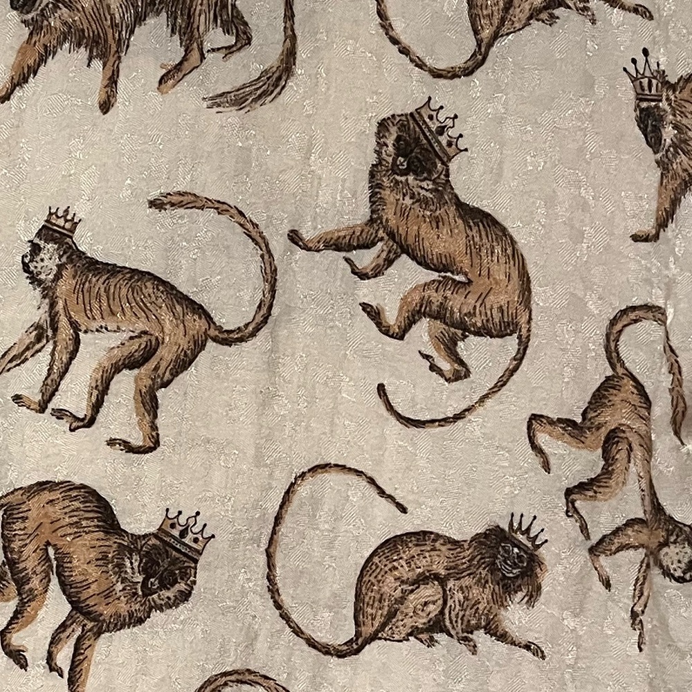H&M Crown Monkey Print Bow Mini Dress Size 8 Animal Print - Picture 9 of 11